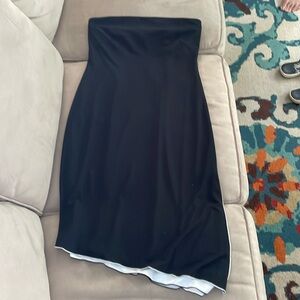 Express Black with White Dress Y2k black strapless asymmetrical hem dress 11/12